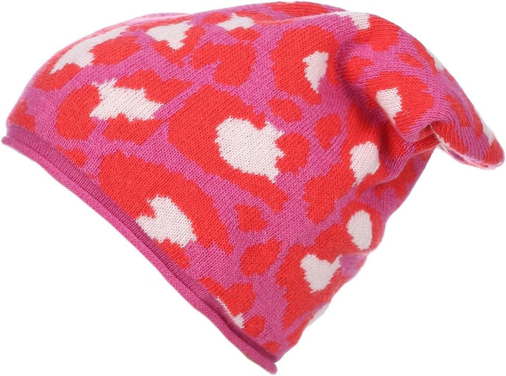 Zwillingsherz Slouch-Beanie-Mütze im Leo Designe mit Kaschmir - Hochwertige Strickmütze für Damen Mä