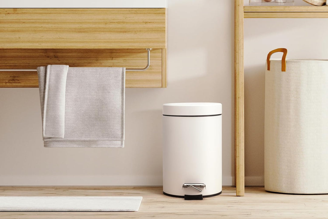 Mülleimer - Edelstahl Mini Badezimmer Mülleimer mit Absenkmechanismus, Leise WC Hygiene Mülleimer mi