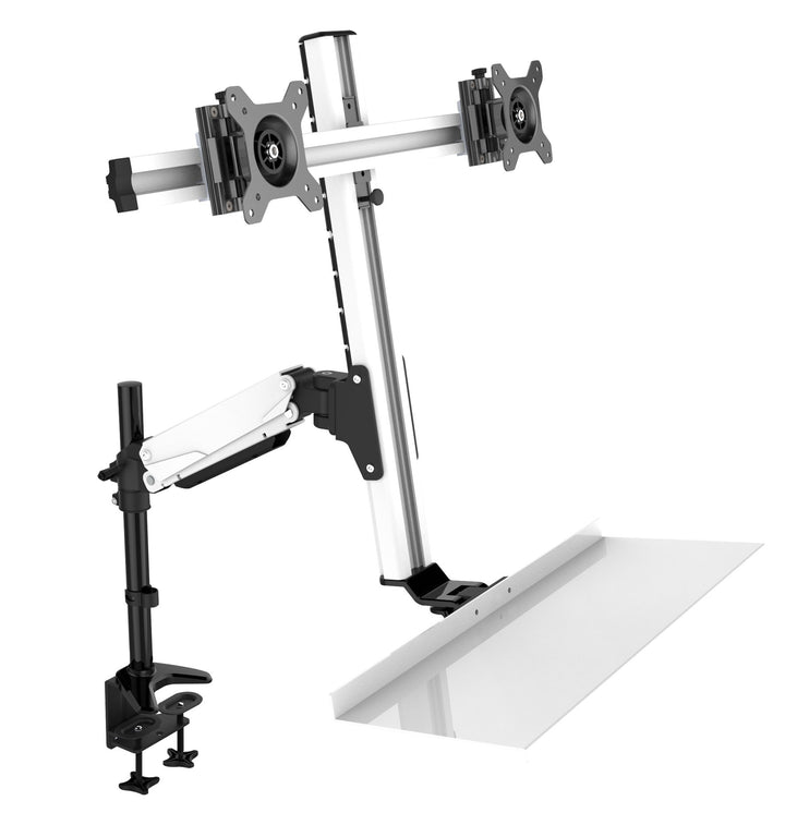 HFTEK - Workstation - zweifache Halterung Halter Tischhalterung für Monitore von 15-27 Zoll mit VESA
