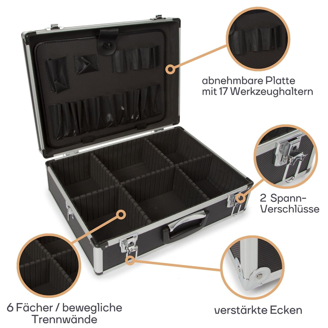 PEREL - 1819-N Aluminiumkoffer Werkzeugkoffer in Schwarz - 138953