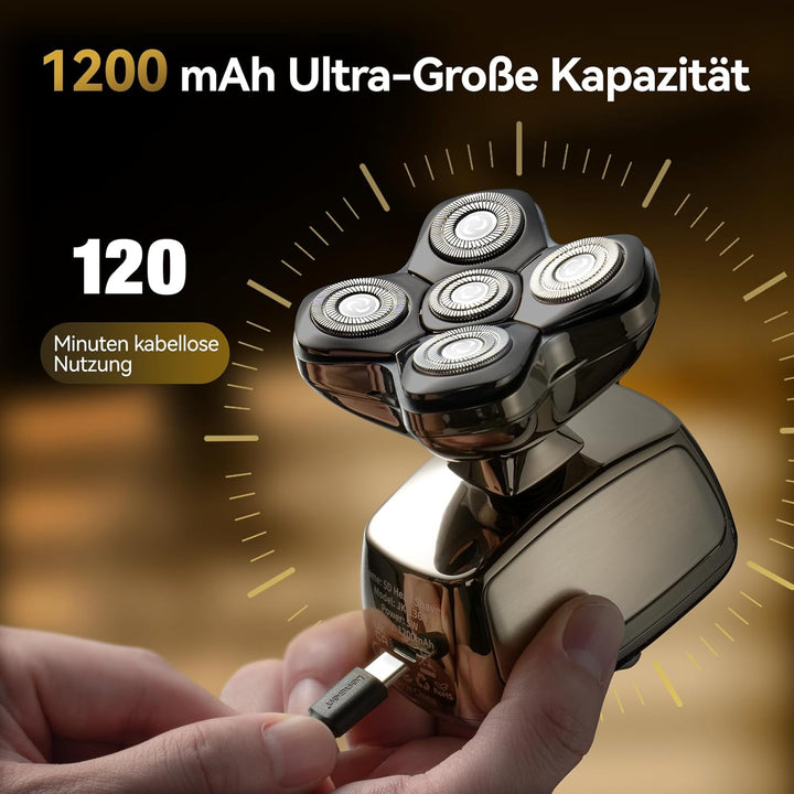 Glatzen Rasierer Herren, Kensen 5 In 1 Kopfrasierer Wasserdicht Head Shaver Men Magnetische Rasierer