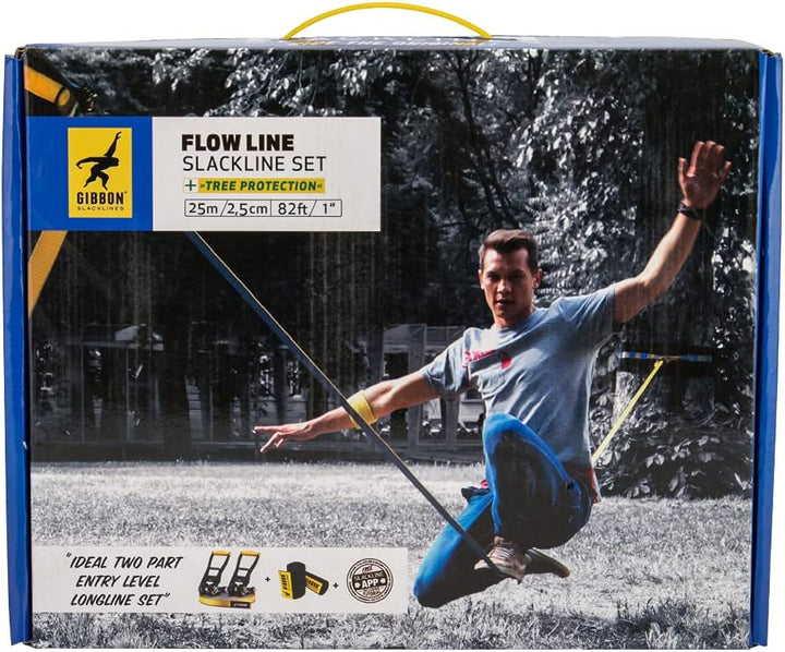 Gibbon 18222 Slackline Flowline Tree Wear Set, 25 m (85,6 Fuss), Kernbalance, Training, Camping, dra