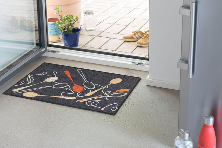 Salonloewe Fussmatte Spoon Dance Grey-apricot 045x070 cm Fussabtreter Sauberlaufmatte draussen Fussm
