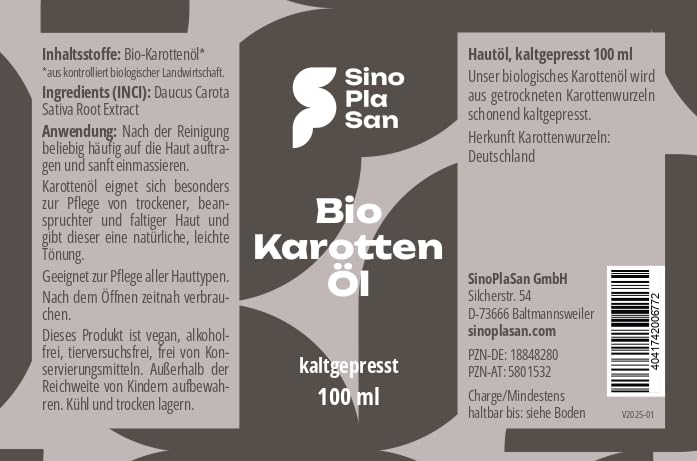 BIO Karottenöl 100 ml | Hautöl | 100% rein, kaltgepresst | aus deutschen Karottenwurzeln | für alle