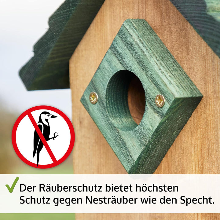 zooprinz Stabiler Nistkasten für Wildvögel/Gartenvögel mit sicherem Schutz gegen Nesträuber – witter