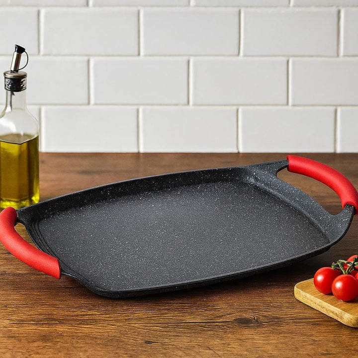 MGE - Grillpfanne mit Glattem Boden - Antihaftbeschichtung - Induktion - 36 x 23 cm, 36 x 23 cm