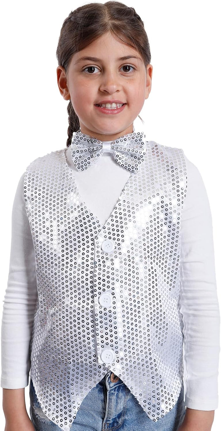 Carnavalife Paillettenweste für Jungen und Mädchen, Hip-Hop-Weste, Kostüm für Kinder, Party, Tanz, A