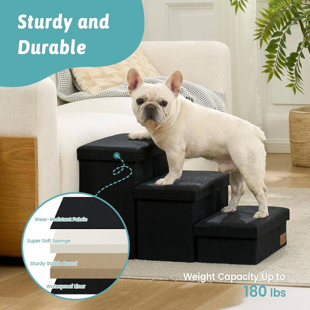 Hundetreppe für Kleine Hunde mit Stauraum, Breite Haustiertreppe Faltbare für Bett und Couch, Hunder
