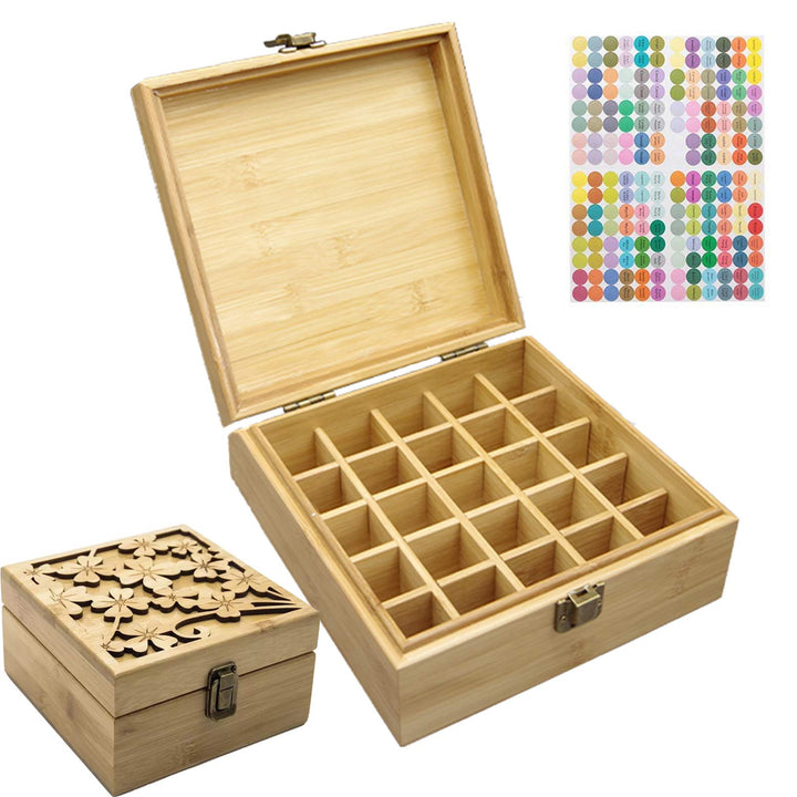 Gracelaza Aufbewahrungsbox aus Bambus für ätherisches Öl Aromatherapie – Holzkiste für 25 Flaschen –