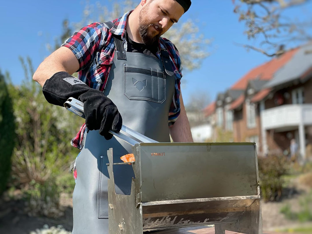 FENNEK Premium Grillschürze aus 100% Leder | | Schmutz- und wasserabweisend | Perfekt zum Grillen mi