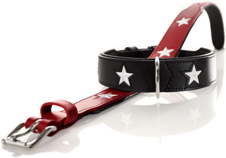 HUNTER MAGIC STAR Hundehalsband, mit Sternen, Leder, weich, 55 (M), schwarz schwarz 55 (M), schwarz