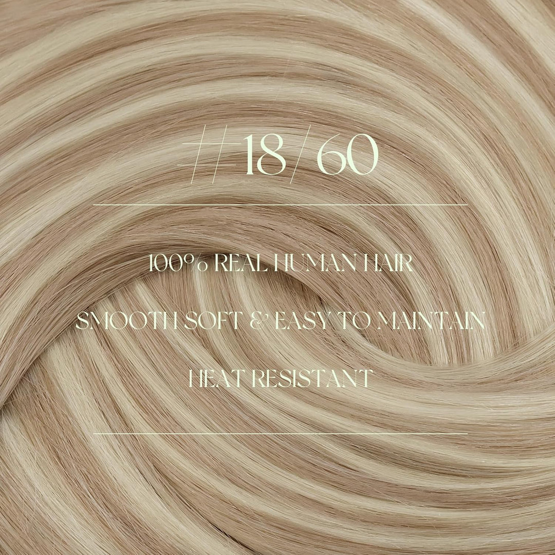 RUNATURE Clip Echthaar Extensions Aschblond mit Platinblond Echthaar Clip in Extensions Blond Echtha