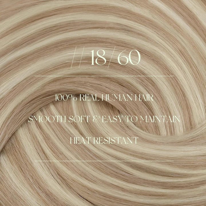 RUNATURE Clip Echthaar Extensions Aschblond mit Platinblond Echthaar Clip in Extensions Blond Echtha