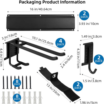 Sinoer Garage Tool Management Wall Rack, Garage Wall Management Storage Rack mit 6 verstellbaren Met