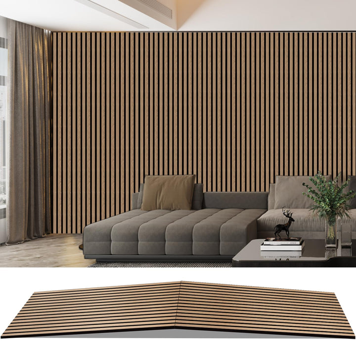 Akustikpaneele Holz, Faltbar 1,44m² - 240x60cm 3D Wandpaneele Holz, Akustik Paneele Wand für Küche,