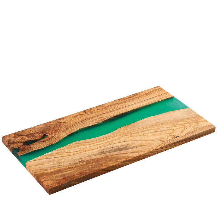Zassenhaus Servierbrett grün aus Olivenholz & Harz, 45 x 22 x 1,5 cm, handgefertigtes Premium-Brett