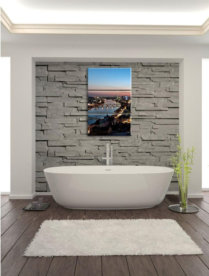 Pixxprint Frankfurt Skyline als Leinwandbild/Grösse: 3 Teilig (120x80) cm/Wandbild/Kunstdruck/fertig