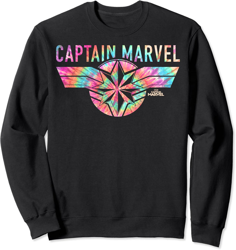 Captain Marvel Tie Dye Logo Fill Sweatshirt