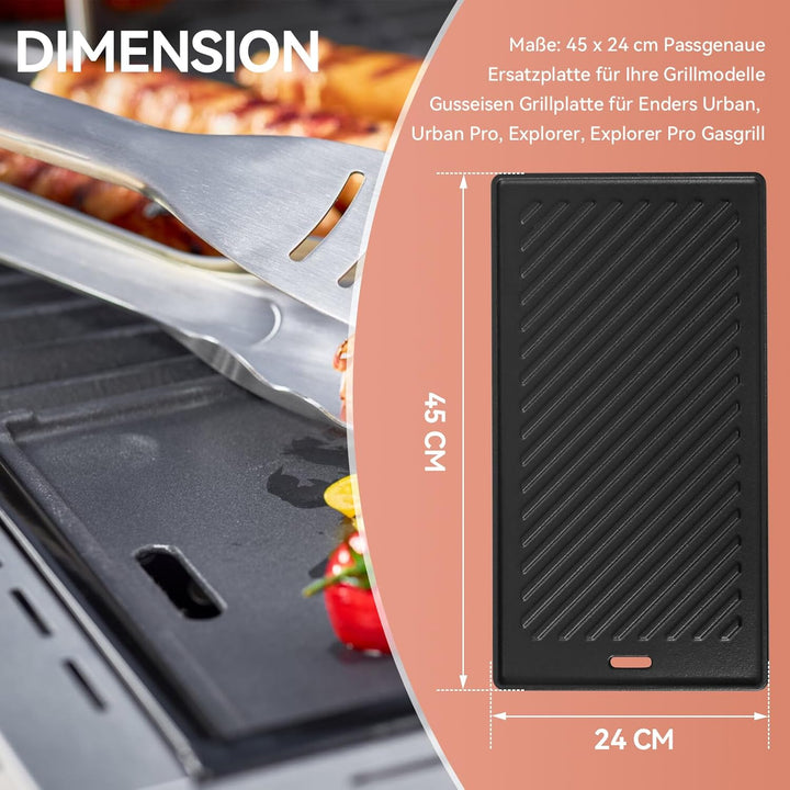 Gusseisen Grillplatte für alle RÖSLE VIDERO G2-, G3-, G4- und G6-Modelle (ab Modelljahr 2021), 45 x