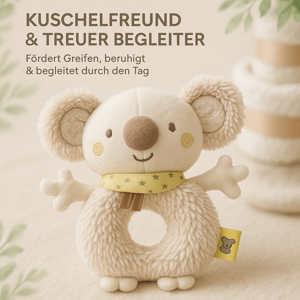 Windeltorte Mädchen & Junge mit Koala Greifling - Boho Vintage [Handmade] – Baby Geschenk zur Geburt
