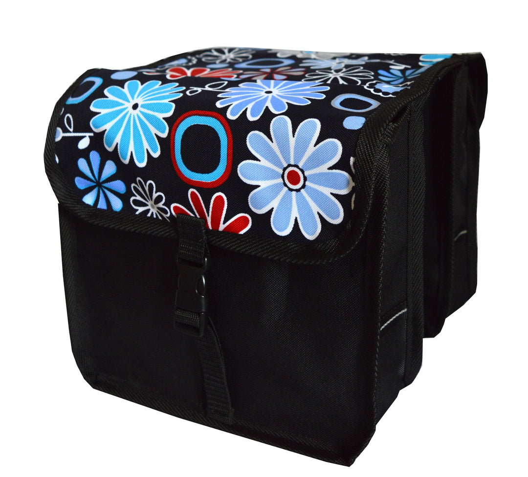 Beluko FAHRRADTASCHE Kinder Satteltasche Gepäckträgetasche Doppel 2 x 5l (2. Mini - Blumen)