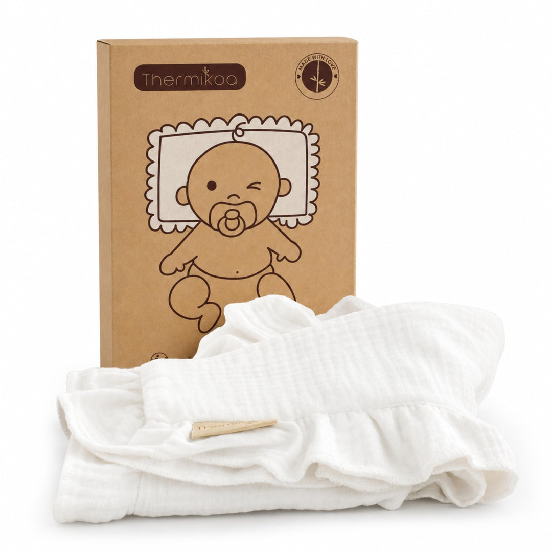 Thermikoa Spucktuch Baby Musselin – 50x30 cm Mulltuch für Kinderwagen – 3-lagige Baumwolle &amp; Frottee