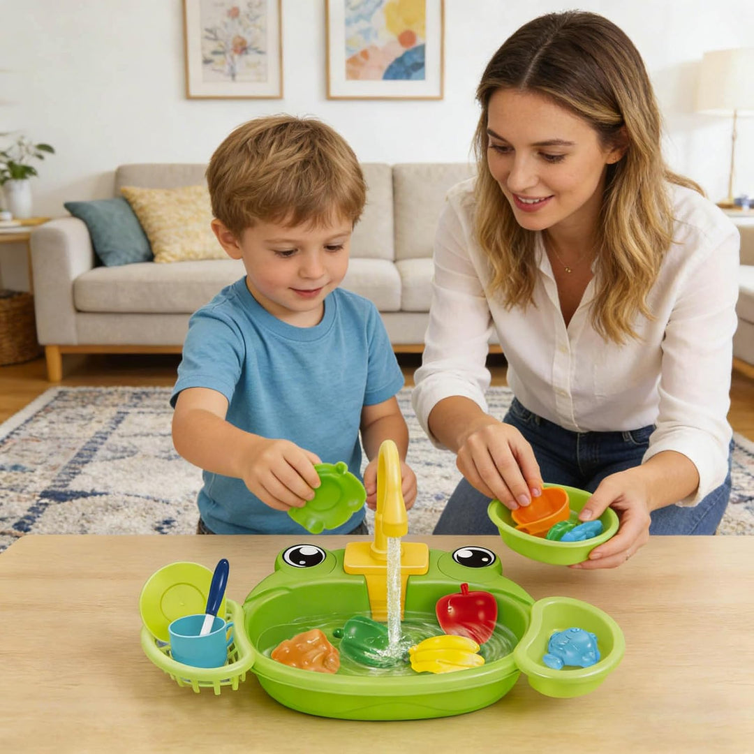 Spielküche mit fliessendem Wasser für Kleinkinder Rollenspielset mit drehbarem Wasserhahn Spielzeuge