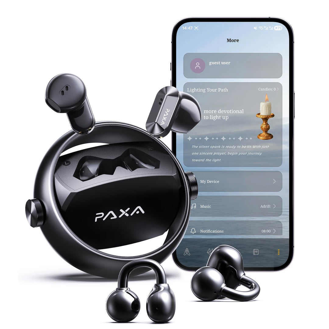 PAXA 2-in-1 Open-Ear Clip-On Bluetooth Kopfhörer mit StillVoice App, Kabellose Ohrhörer Bluetooth 6.