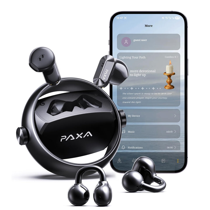 PAXA 2-in-1 Open-Ear Clip-On Bluetooth Kopfhörer mit StillVoice App, Kabellose Ohrhörer Bluetooth 6.