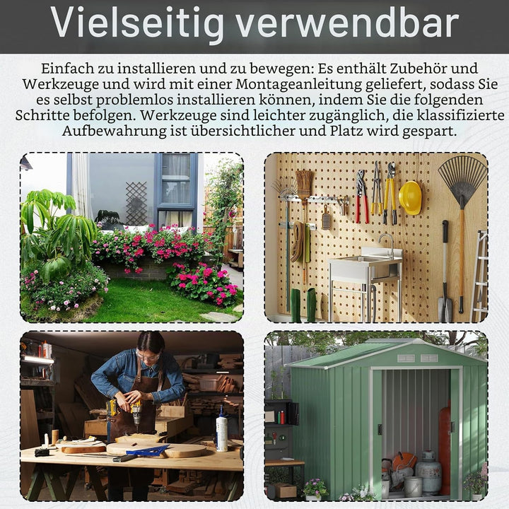 Gerätehalter, Gartengeräte Lagerregal aus Hochwertigem Kohlenstoffstahl mit Universalrad Schwarzer G