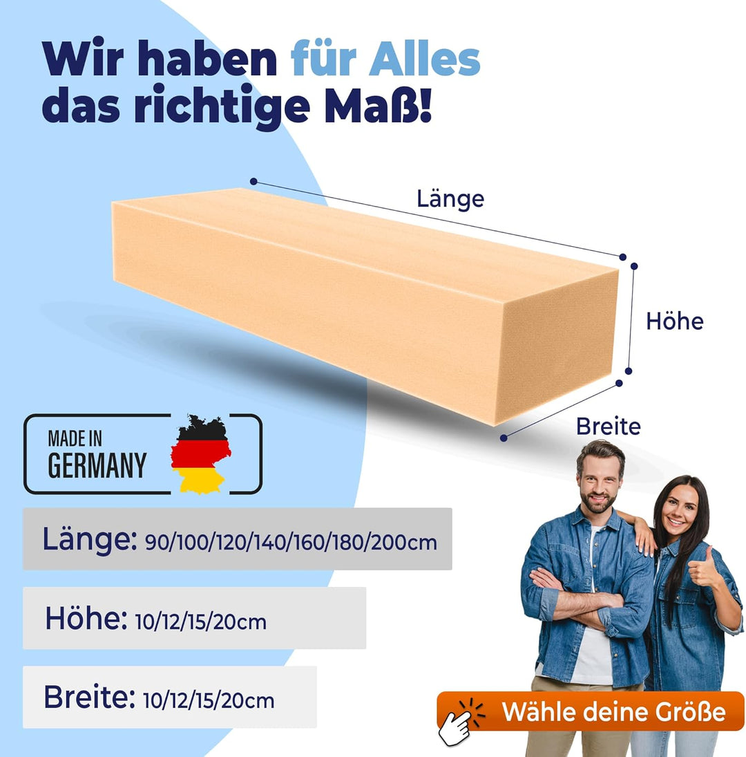 saarschaum • Schaumstoffstreifen Matratzenverlängerung • Schaumstoff Zuschnitt • Bett Lückenfüller •