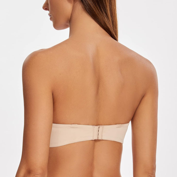 MELENECA Damen Push-Up Trägerlos BH - Bügel BH mit geformte Cups 70B Beige, 70B Beige