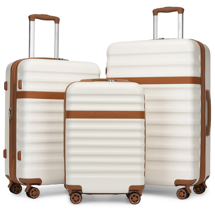 KONO Koffer Trolley Kofferset 3 Teilig Reisekoffer von ABS+PC Hartschalenkoffer mit 4 Rollen TSA Sch