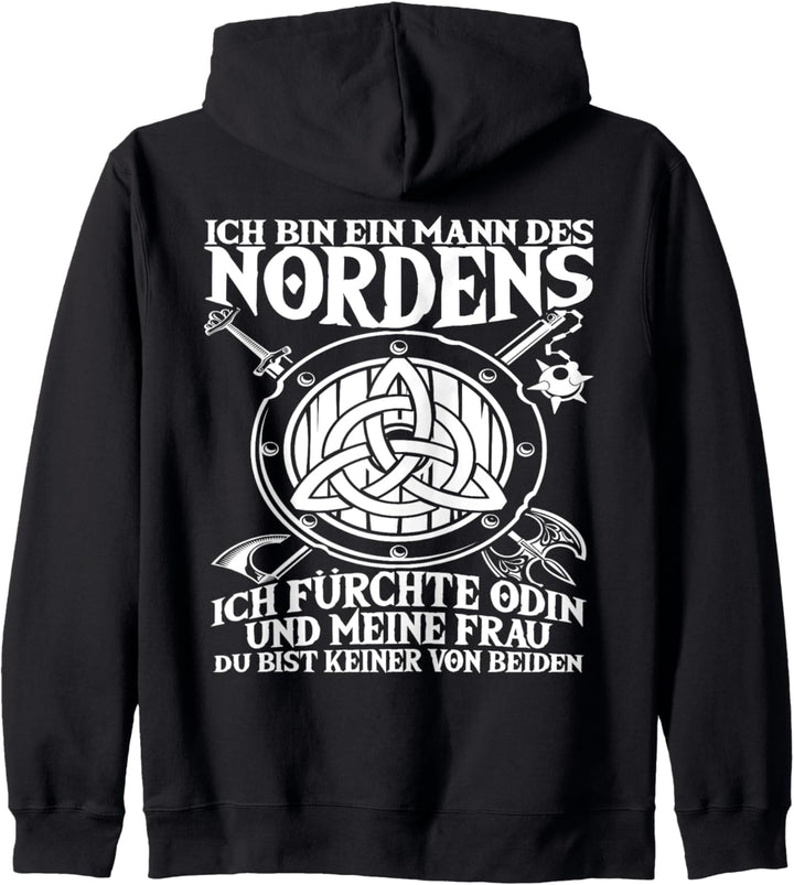 Wikinger Sprüche "Ich Bin Ein Mann Des Nordens" RÜCKENDRUCK Kapuzenjacke