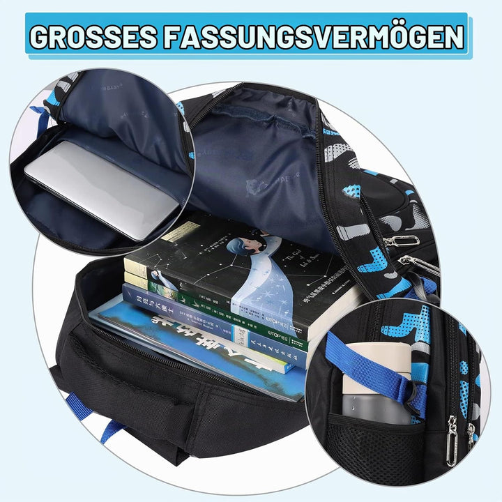 Amythe Kinderrucksack Schulrucksack Jungen Teenager, Lässiger Daypack Schule Leichter aus Nylon, 15-