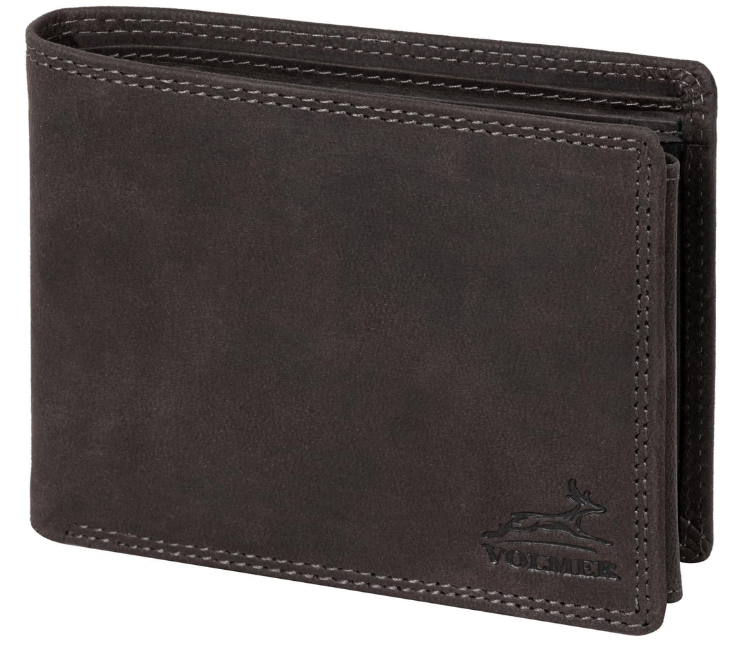 Fa.Volmer ® Leder Geldbörse Herren - extra-stabile Doppelnaht - 9 Fächer für Kreditkarten - Querform