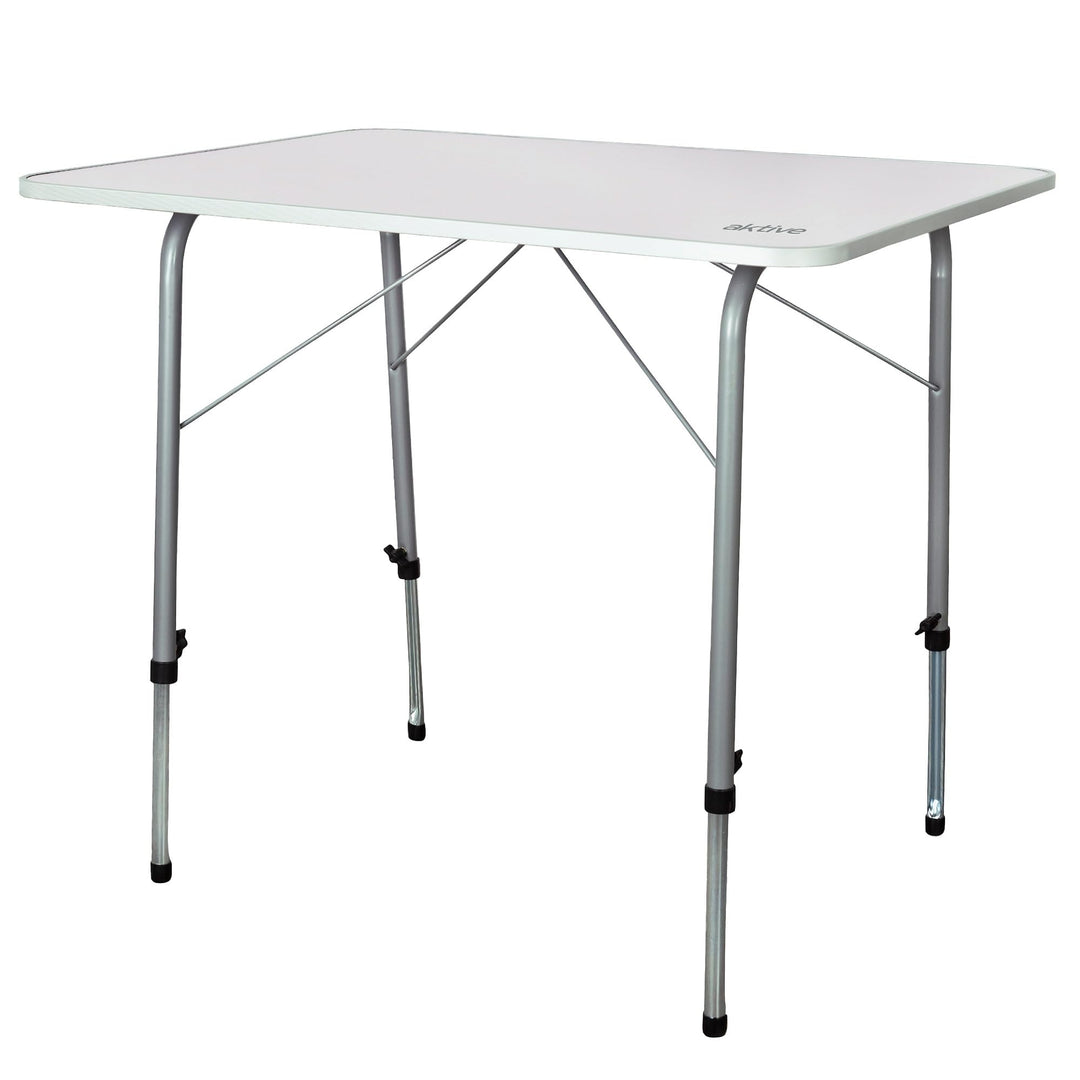 AKTIVE Camping-Klapptisch, höhenverstellbar, Campingtisch, 80 x 60 x 50-69 cm, Aluminiumgestell, Ø22