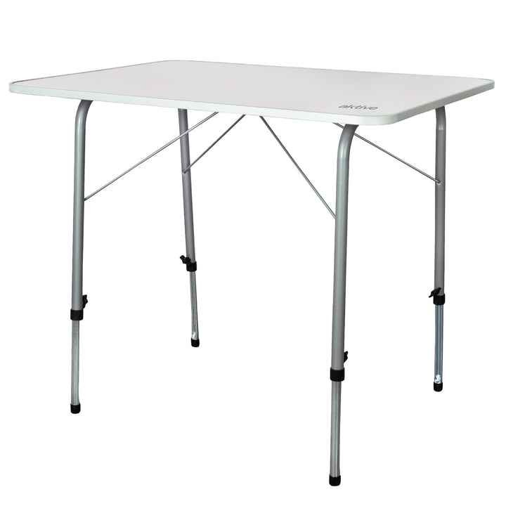 AKTIVE Camping-Klapptisch, höhenverstellbar, Campingtisch, 80 x 60 x 50-69 cm, Aluminiumgestell, Ø22