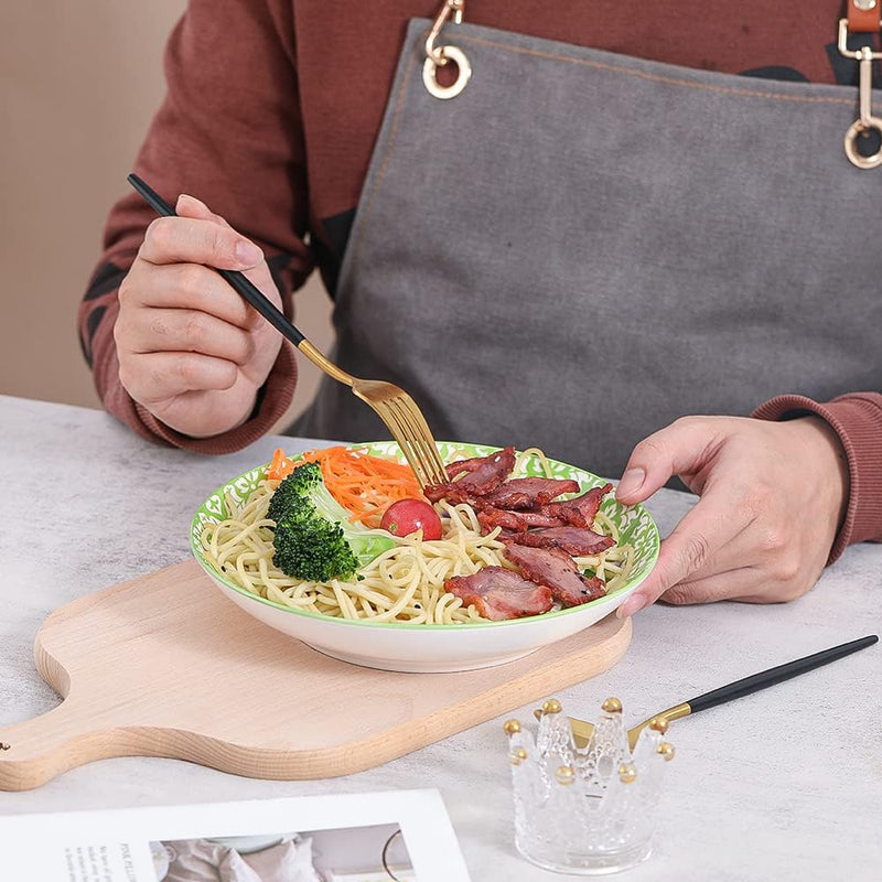 Tiefe Teller Set Pastateller Suppenteller - Porzellan Teller Tief für Pasta Suppe Salat Spaghetti 6