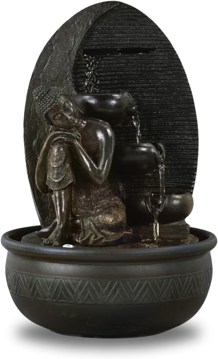 Zen'Light Zimmerbrunnen Buddha Grace, Kunstharz, bronzefarben, 26 x 26 x 40