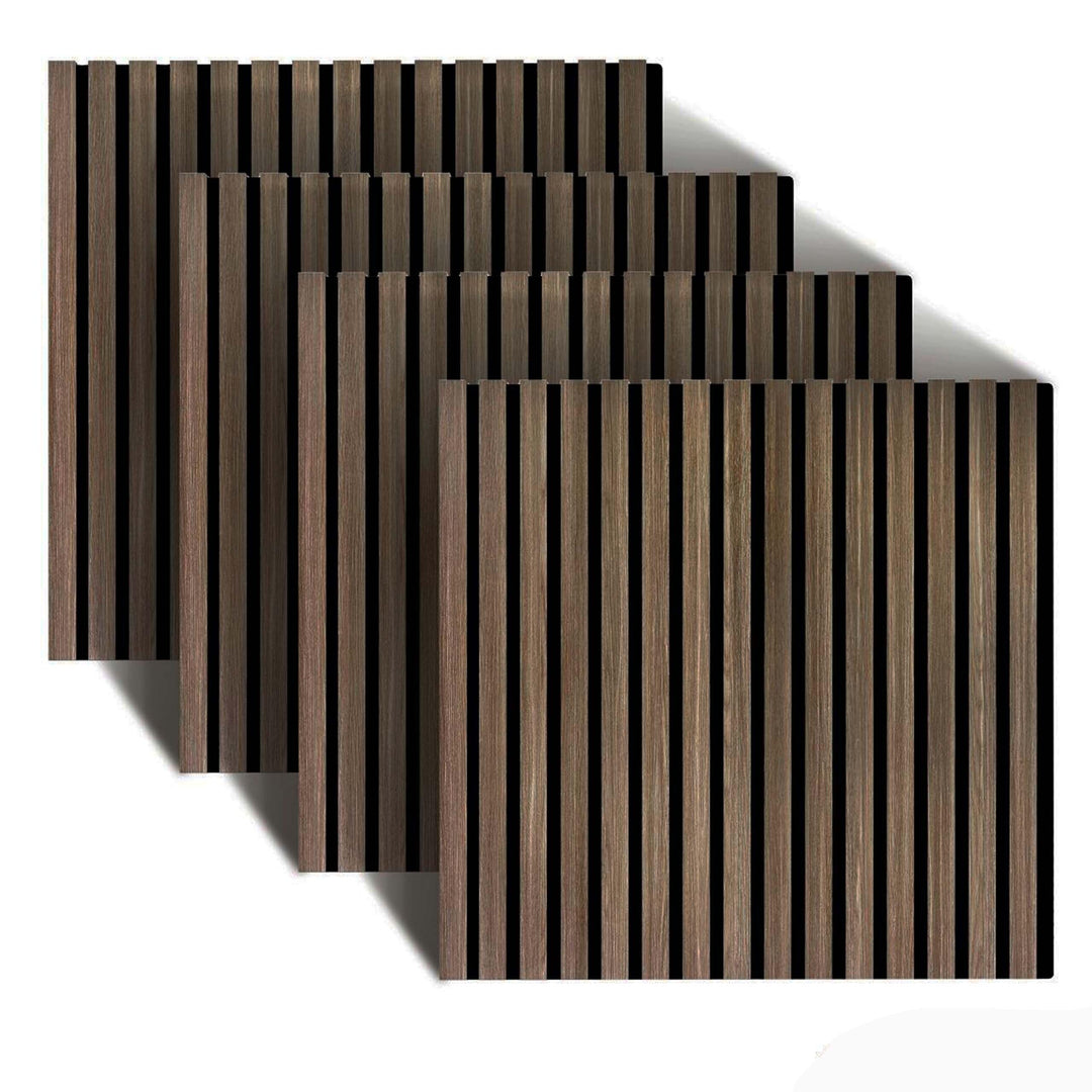 Relaxdays Akustikpaneele, 4er Set, 60 x 60 cm, Schalldämmung & Wandverkleidung, Eiche Furnier, Wandp