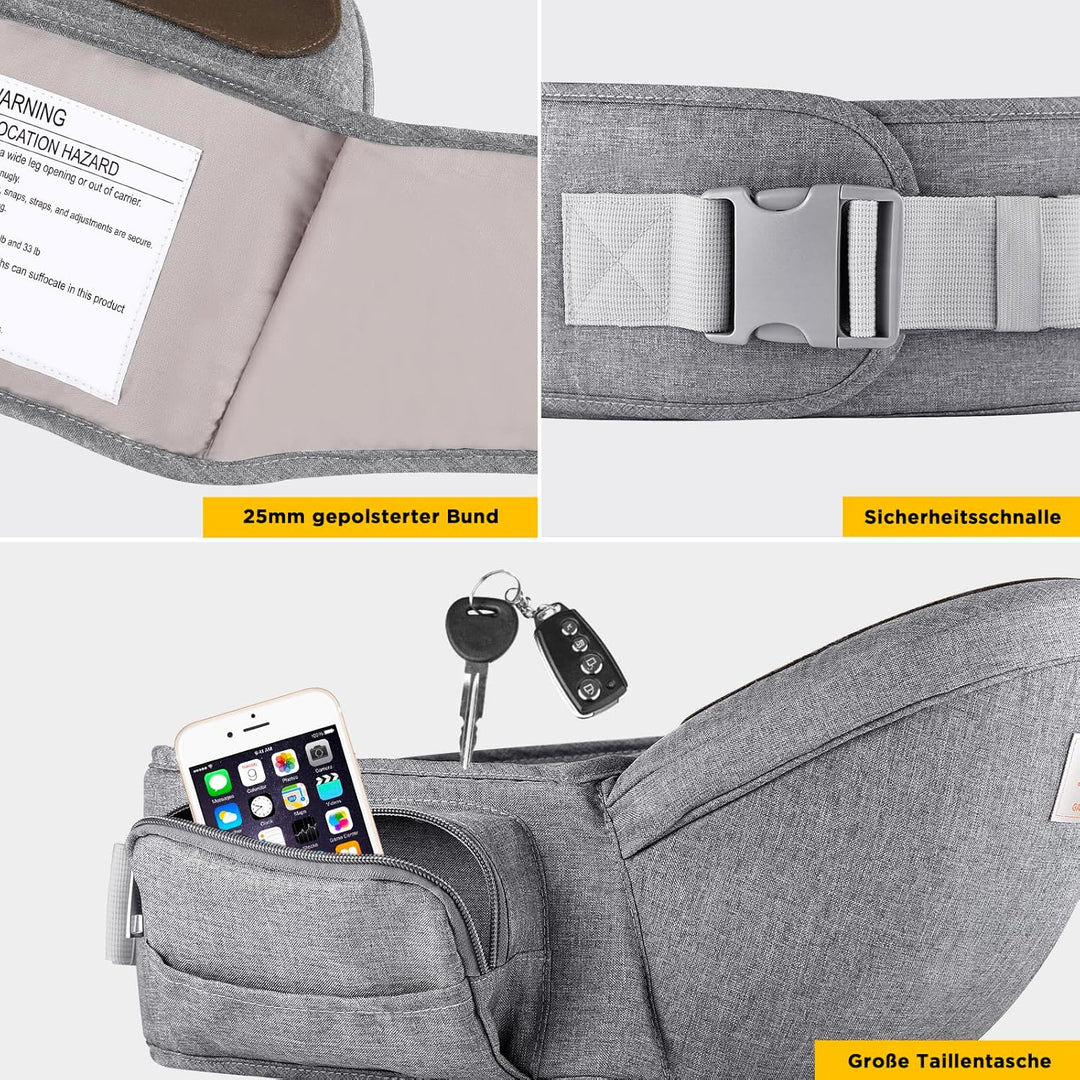 GAGAKU Baby Hüftsitz Verstellbarer Hüftsitz-Babytrage Ergonomisch Seitliche Babytrage Leichtgewicht
