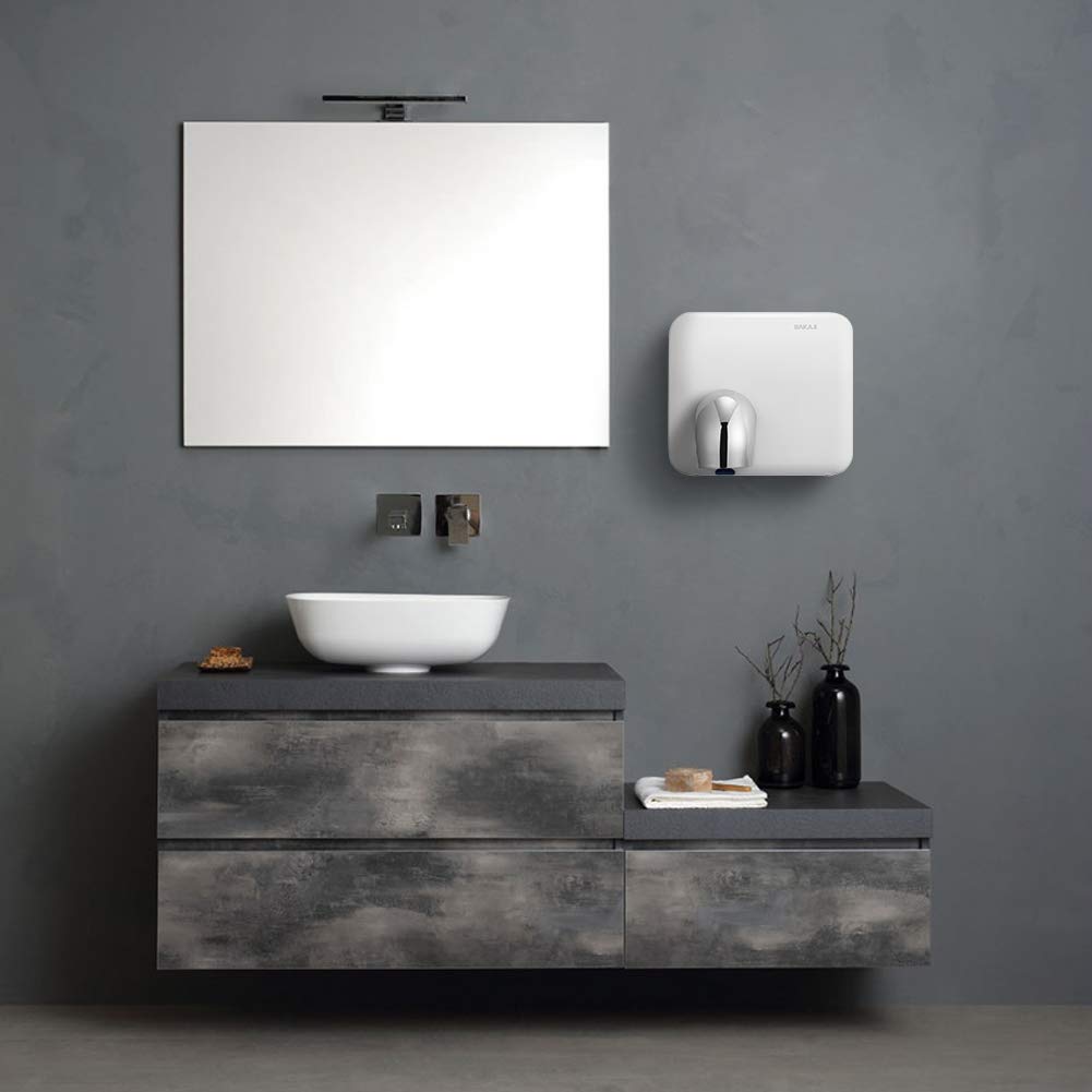 Bakaji Secador de Manos Eléctrico Automático secador de Aire Caliente de Pared - Baño Rápido con Sen