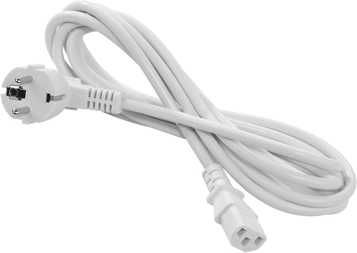 TPFNet 5er Pack Netzkabel Kaltgerätekabel Abgewinkelt Stromkabel mit Schutzkontakt - 5m, Weiss