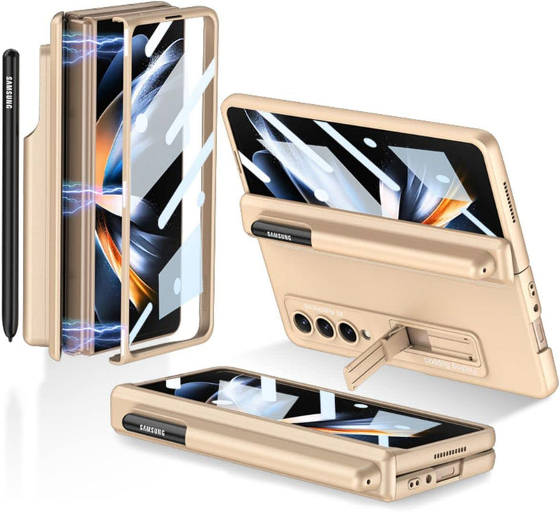 COQUE Samsung Galaxy Z Fold 4 Hülle mit Schutzfolie,Slim Pen Slot Magnetische All-Inclusive Handyhül