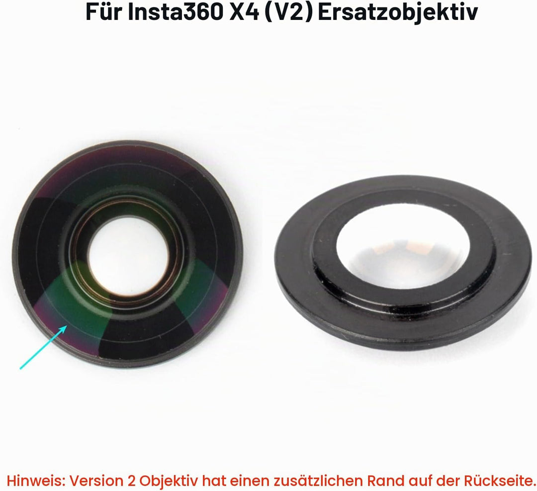 Ersatz-Objektiv für Insta360 X4 Action-Kamera-Objektiv-Reparaturteil (Version 2 – mit Rand) Version
