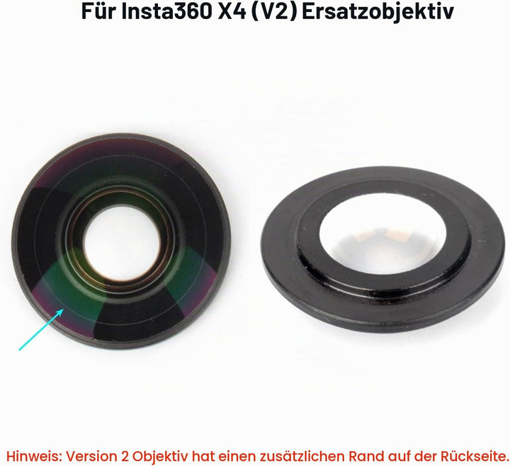 Ersatz-Objektiv für Insta360 X4 Action-Kamera-Objektiv-Reparaturteil (Version 2 – mit Rand) Version