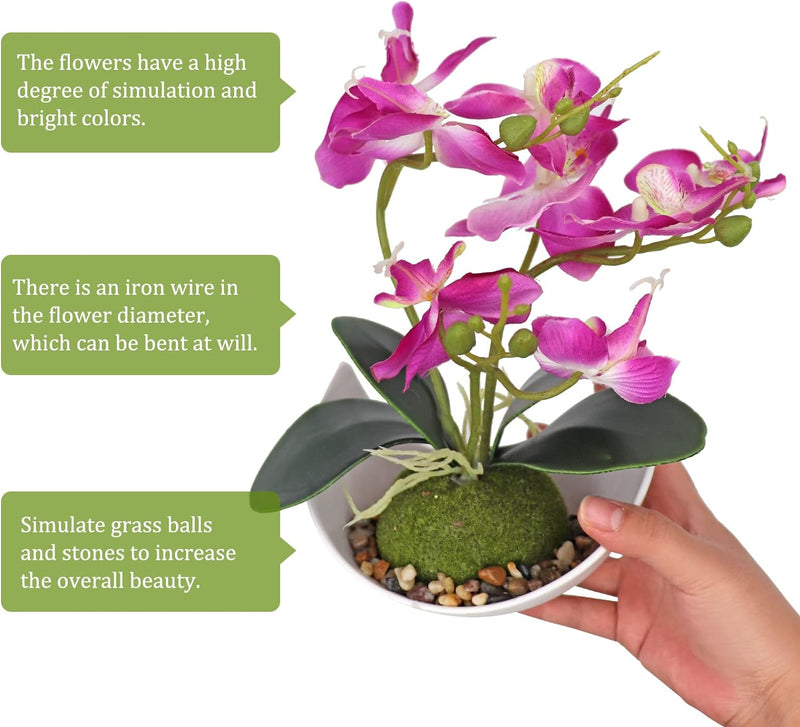 BREUAILY 2Pcs Künstliche Orchideenblumen Phalaenopsis Bonsai Kunstpflanze Orchideen Künstliche mit Ü