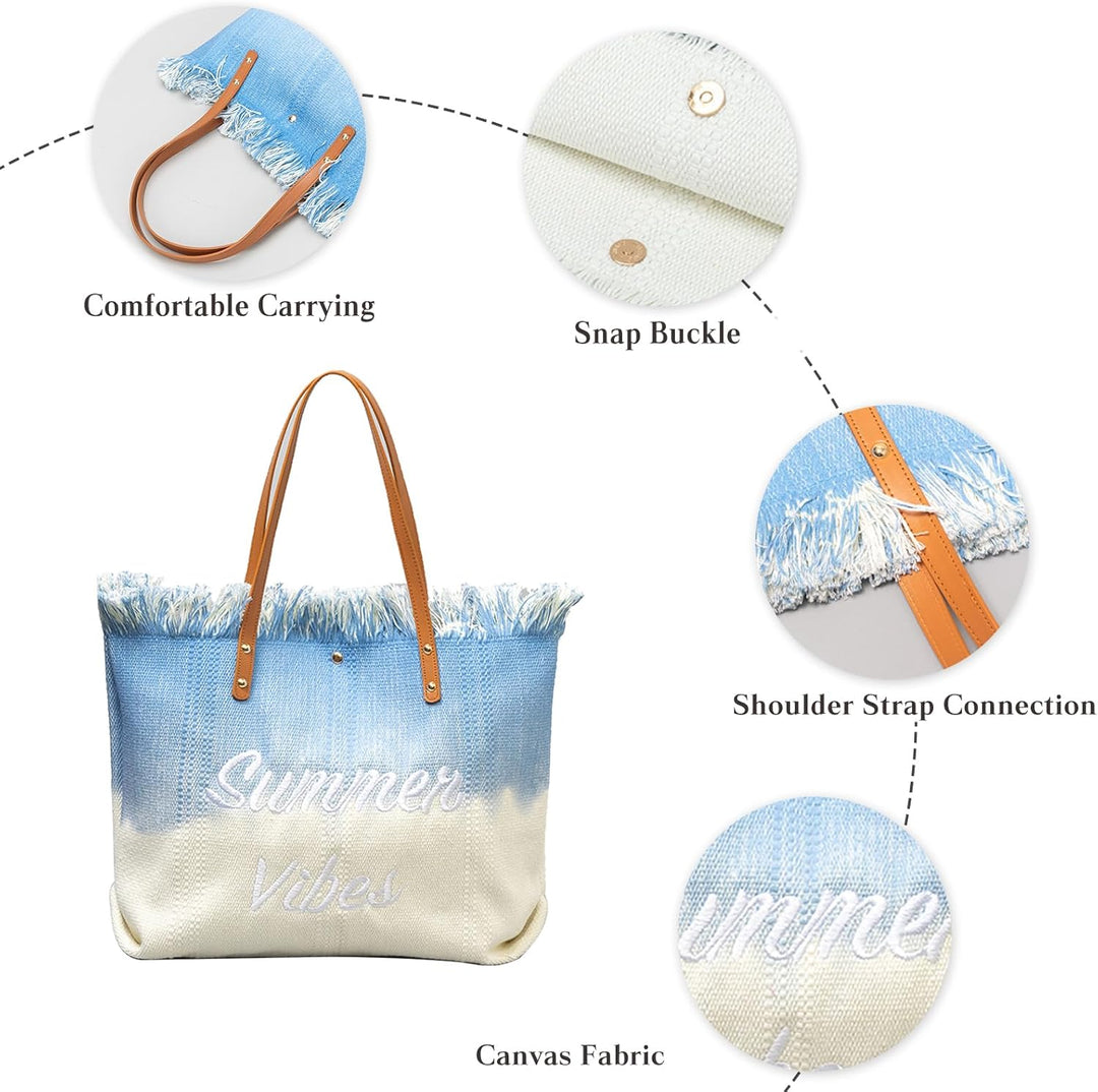 CORIOS Damen Canvas Handtasche Sommer Strand Tasche Böhmische Tote Beutel Grosse Schultertasche Casu