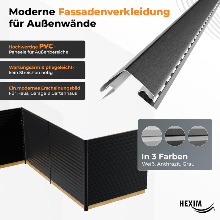 HEXIM Siding Fassadenpaneele aussen Fassadenverkleidung wetterfest Kunststoffpanelee PVC-U Verkleidu